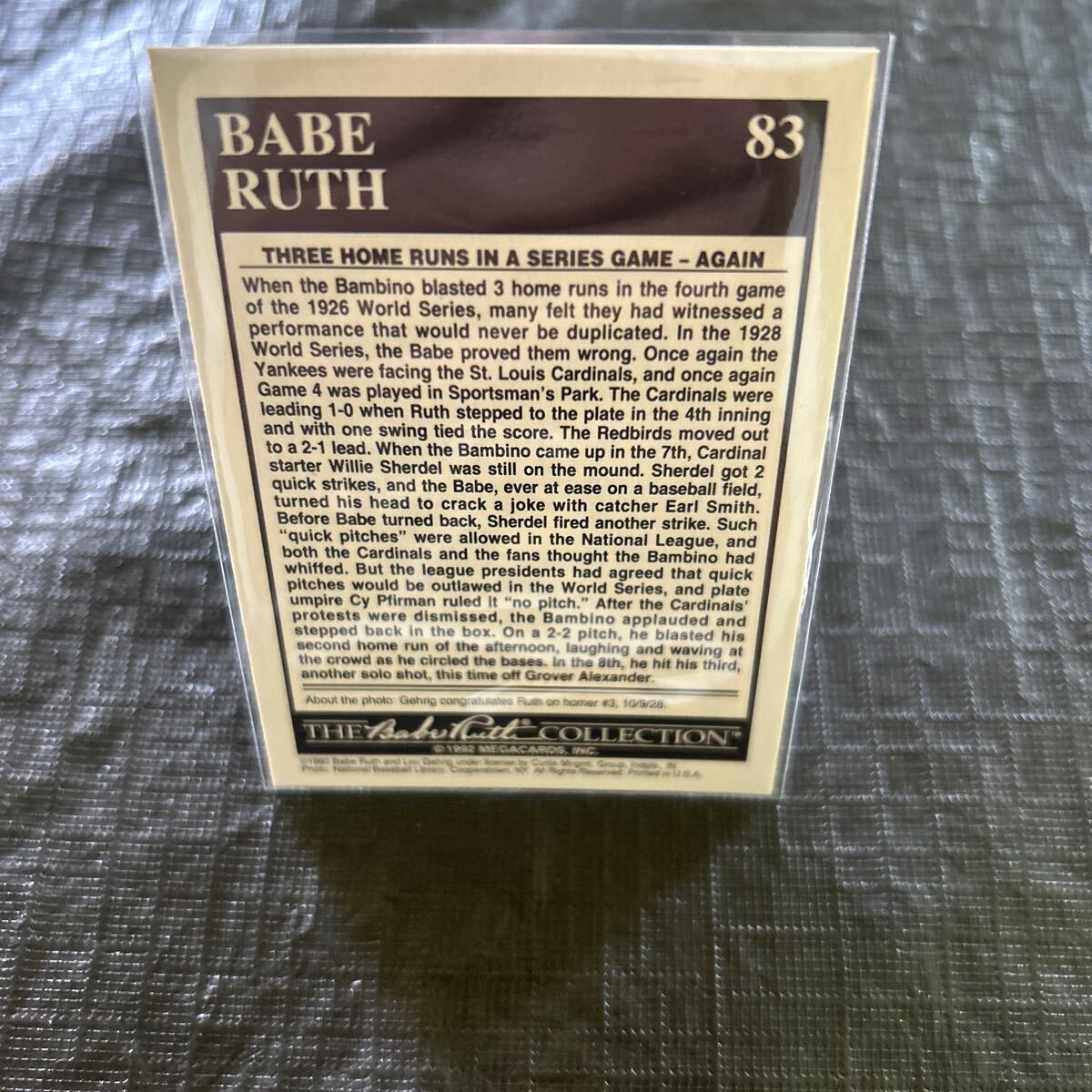 1992 The Babe Ruth Collection MegaCards No.83 Career Highlights 1928_画像2