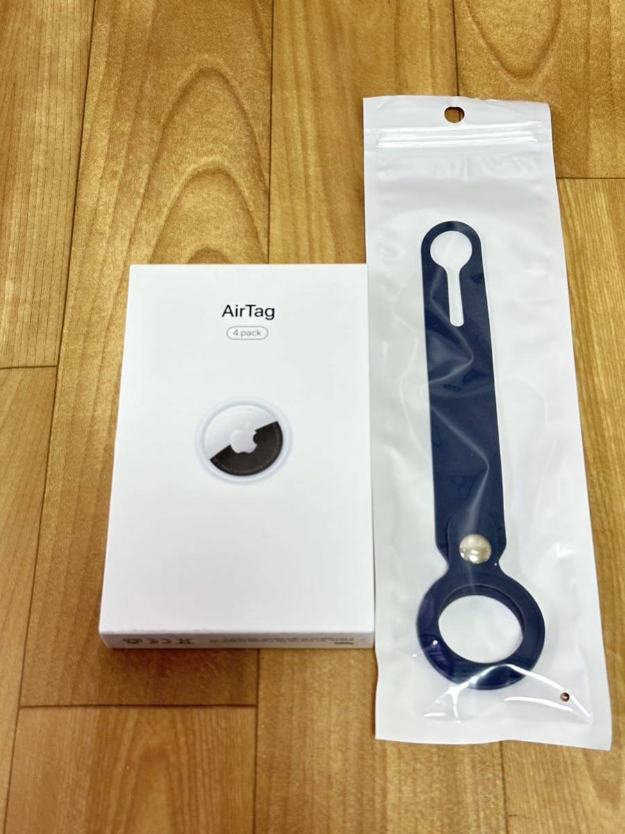 未使用品・送料無料・追跡可能　air tag Apple エアータグ　アップル　エアタグ　1個　バラ売り　キーホルダー　AirTag シリコン 紺色　青