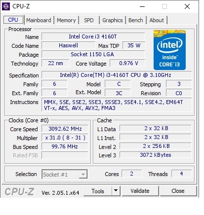 ★CORE I3 4160T　LGA1150●即決(A40511)_画像2