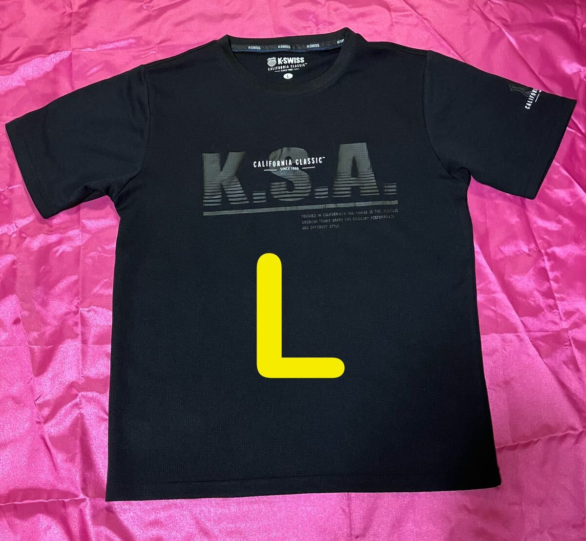 K-SWISS ブラック色 半袖Tシャツ メンズ L_画像1