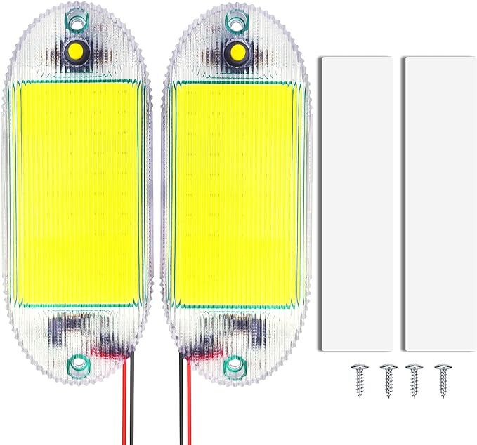 LED 車用室内灯 ルームランプ ホワイト 12V/24V兼用 ON/OFF スイッチ付き COB 55連 ネジ 両面テープ付き 長145mm 2個_画像1