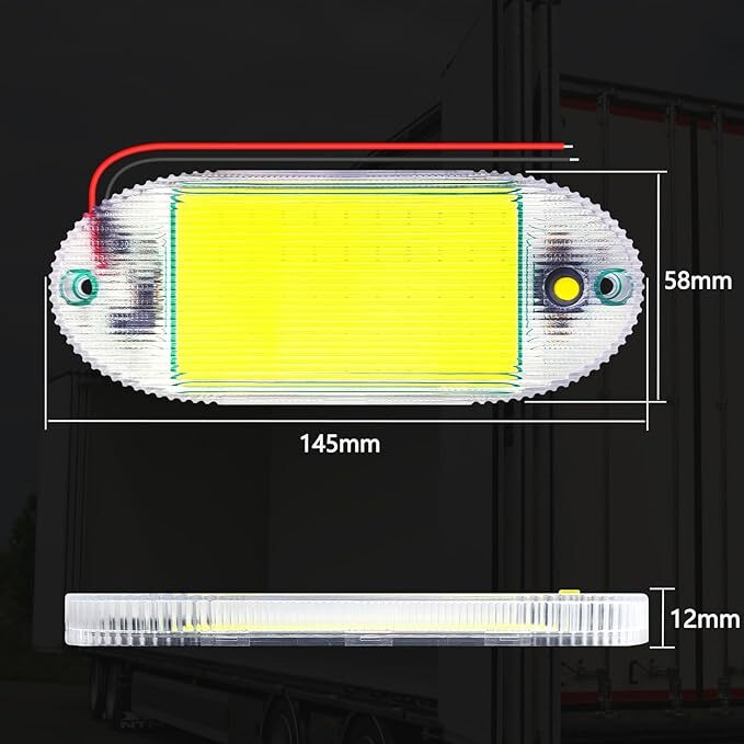 LED 車用室内灯 ルームランプ ホワイト 12V/24V兼用 ON/OFF スイッチ付き COB 55連 ネジ 両面テープ付き 長145mm 2個_画像3