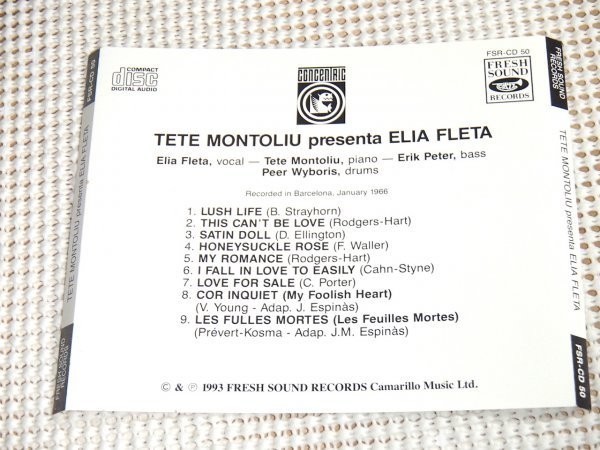 廃盤 Tete Montoliu Presenta Elia Fleta テテ モントリュー エリア フレータ / Fresh Sound /スペイン カタロニア 盲目 ジャズ ピアニスト