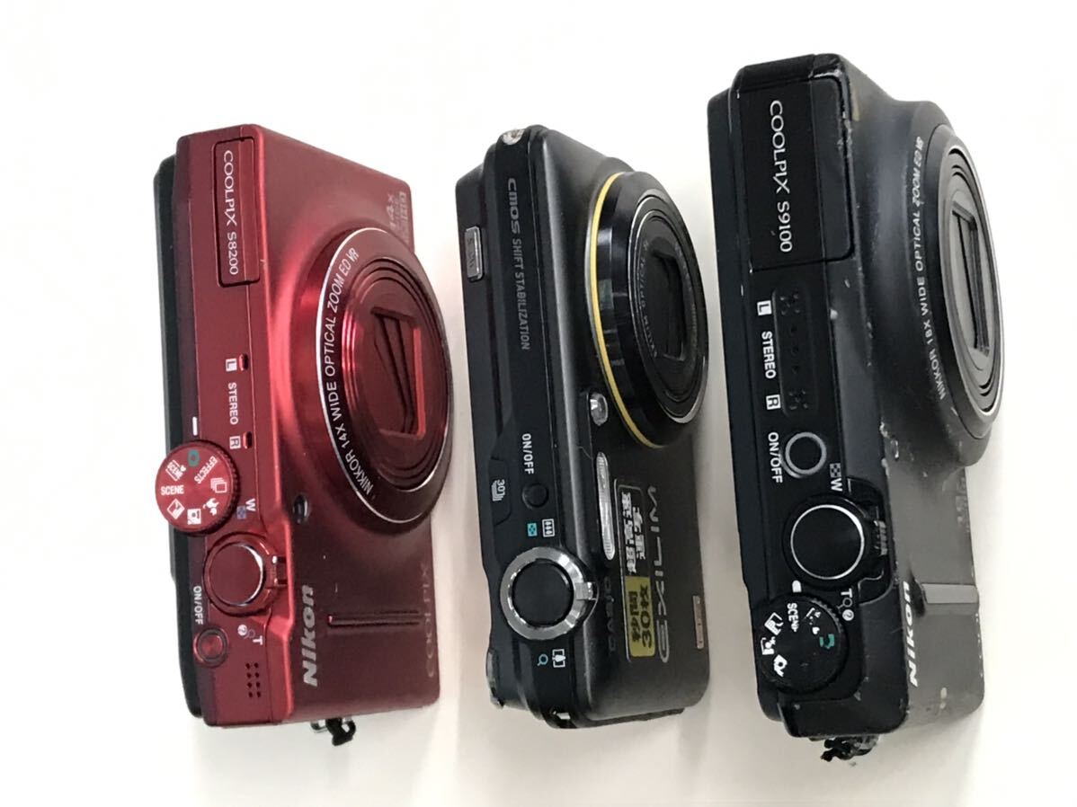 ニコン COOLPIX S9100 /COOLPIX S8200/CASIO EX-FC100 計3台まとめ 動作未確認 中古現状品(60s)の画像5