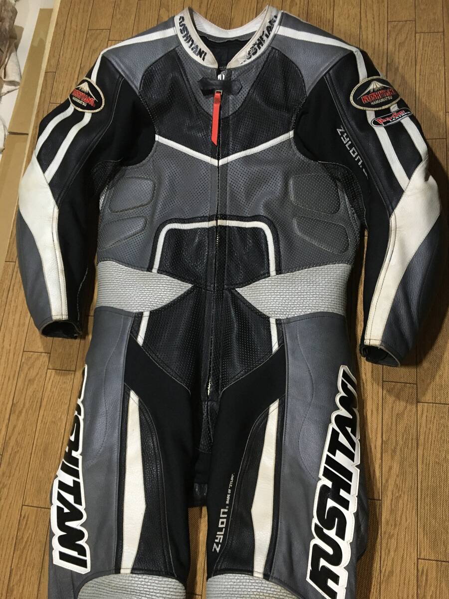 KUSHITANI cow leather ZYLON Proto-Core racing leather suit L size wide ( inscription L/LL) boots in height 168-172. rom and rear (before and after) waist width 78-84cm