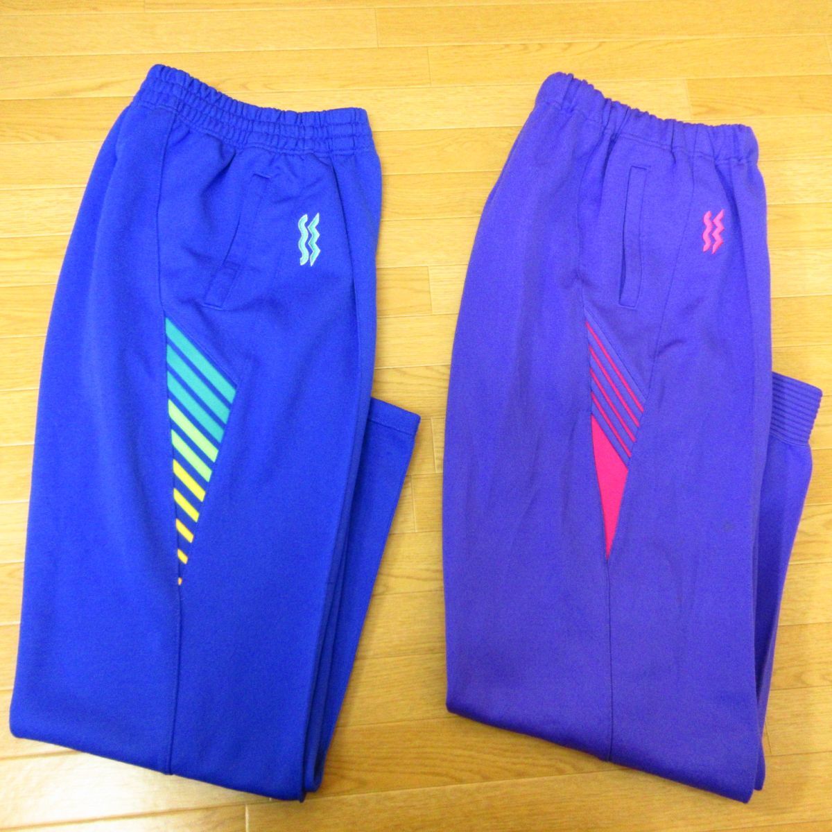 * rare 80s!L 2 pcs set!MIZUNO SuperStar Mizuno retro * jersey pants to Vintage * men's blue x purple set sale *C1443