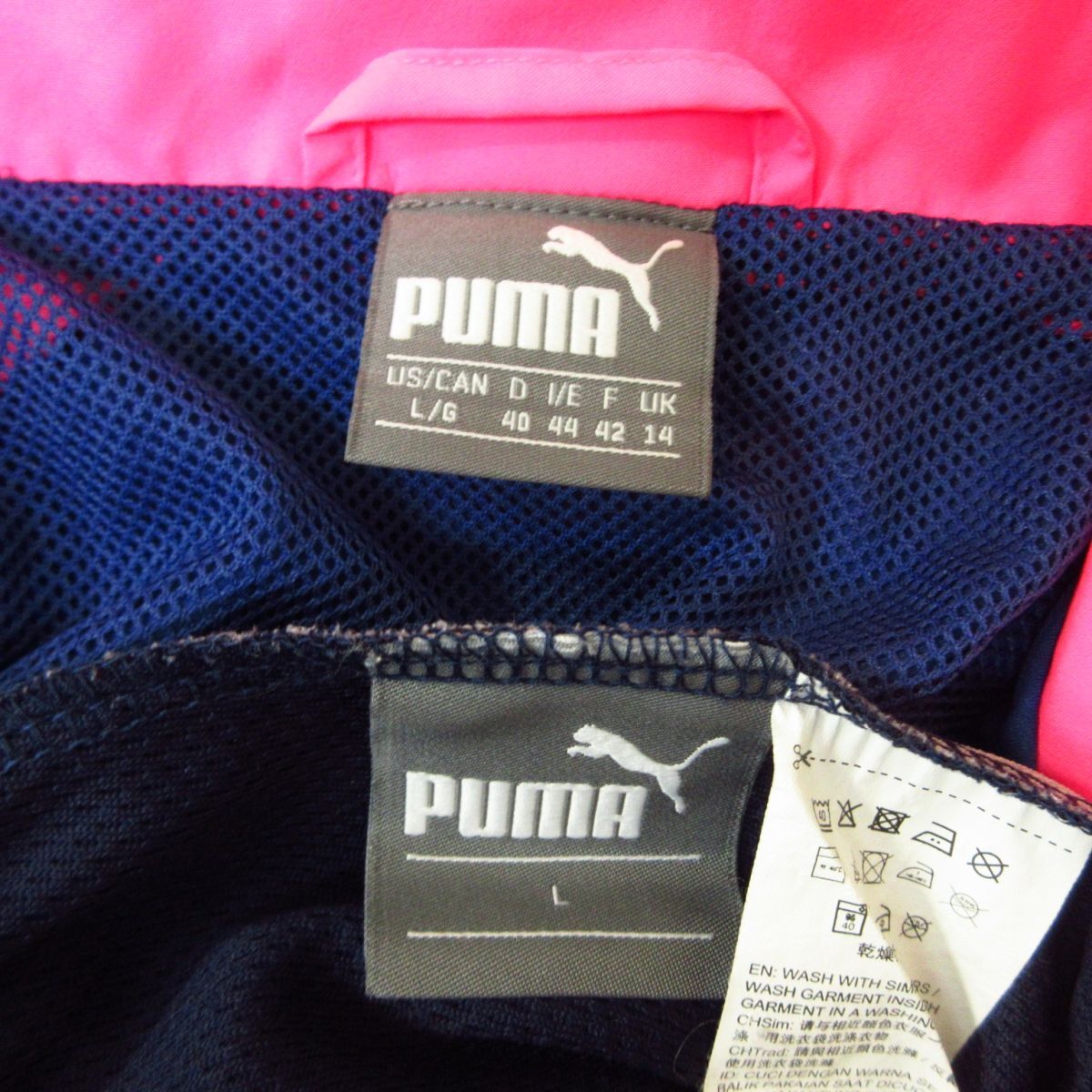 ◎使用少なめ！L 上下セット！PUMA プーマ◆ジャージ ジャケット&パンツ◆メンズ ネイビーxピンク◆B4254_画像9