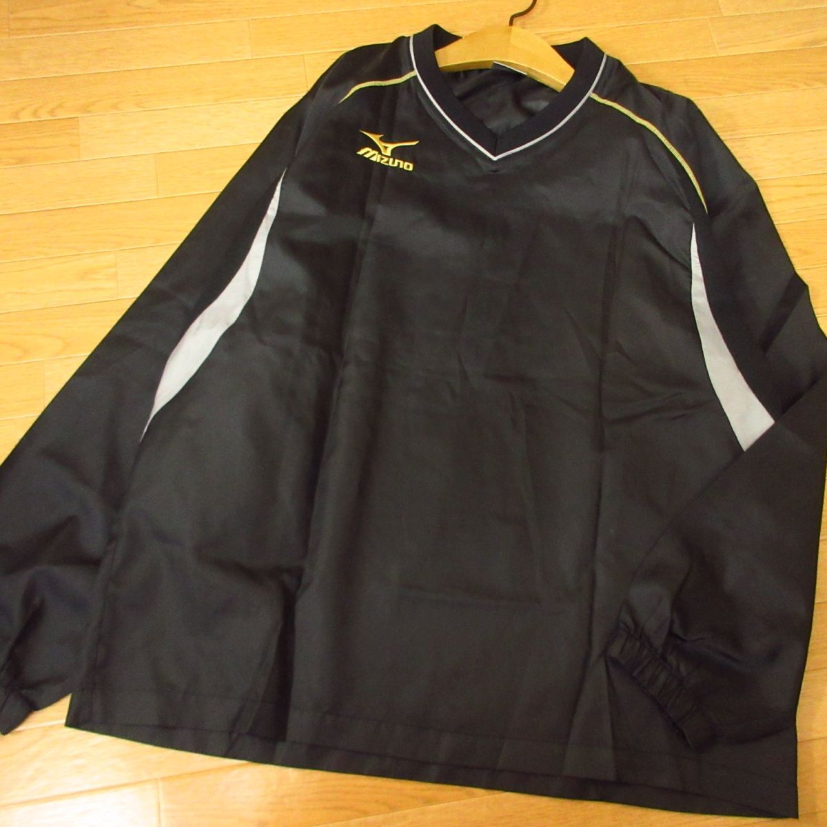 ◎美品！M 上下セット！MIZUNO ミズノ 野球◆薄手 ピステジャケット&ジャージパンツ◆メンズ 黒x金◆B4213_画像3