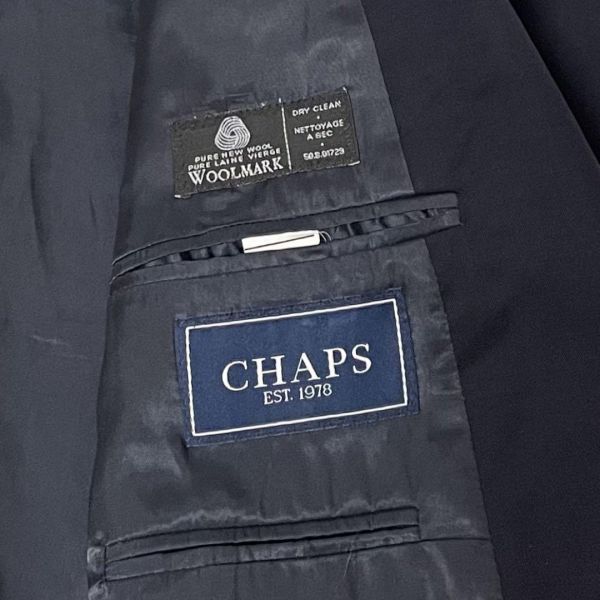 最高級 CHAPS ラルフローレン 極上ウール 紺ブレザー 金ボタン(ロゴ刻印入り) ネイビー 46/3XL 美品 041_画像7