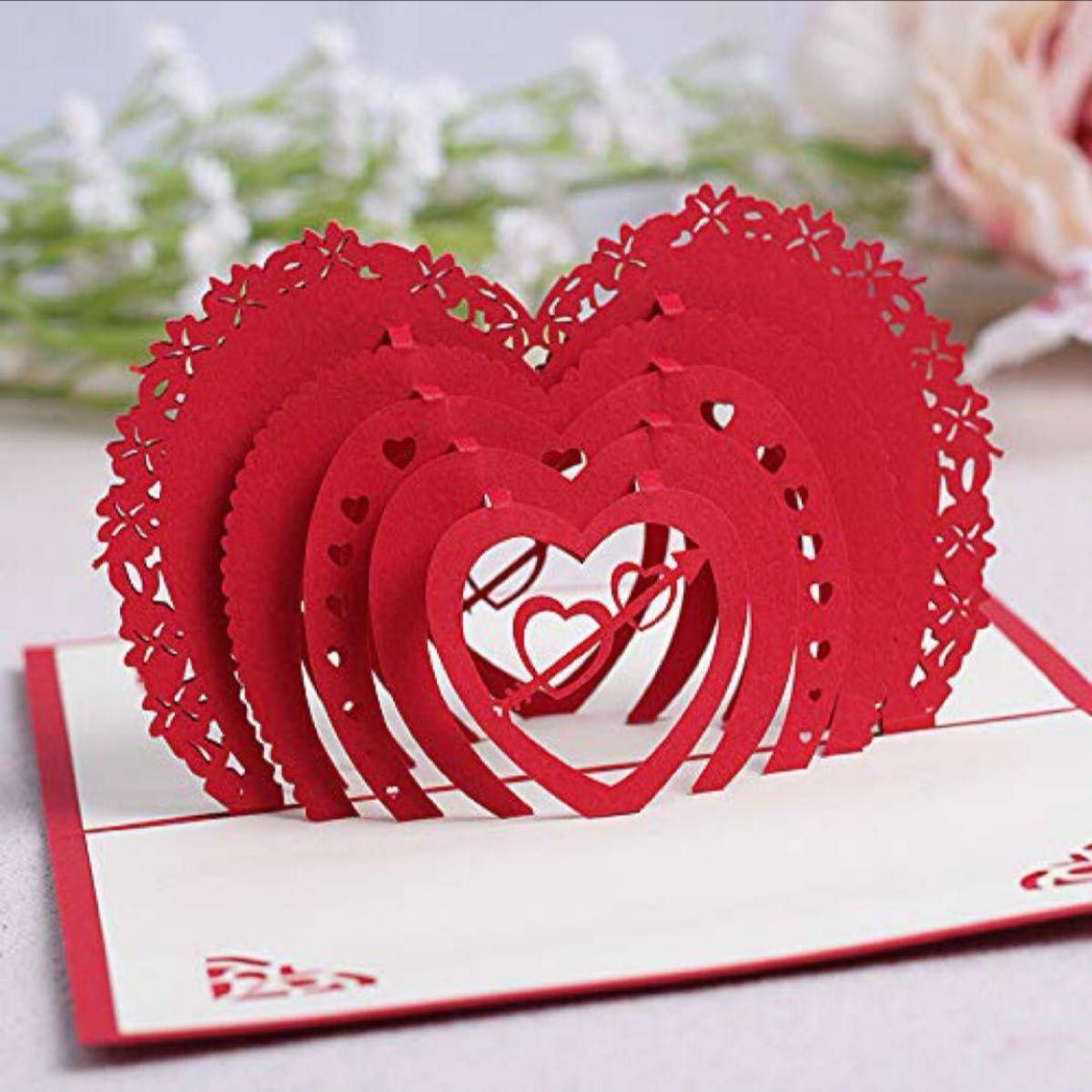 ポップアップカード　バレンタインカード　ハート型　ラブポップアップ　便箋と封筒