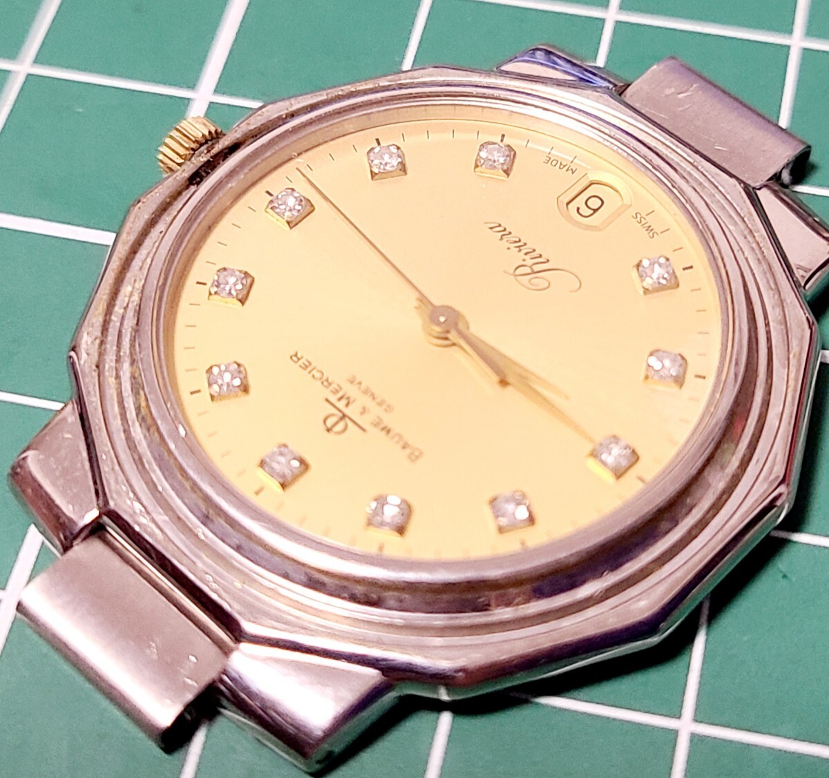 BAUME & MERCIER　5131.3　メンズ　文字盤ダイヤ　稼働　ベゼル無しジャンク品_画像5