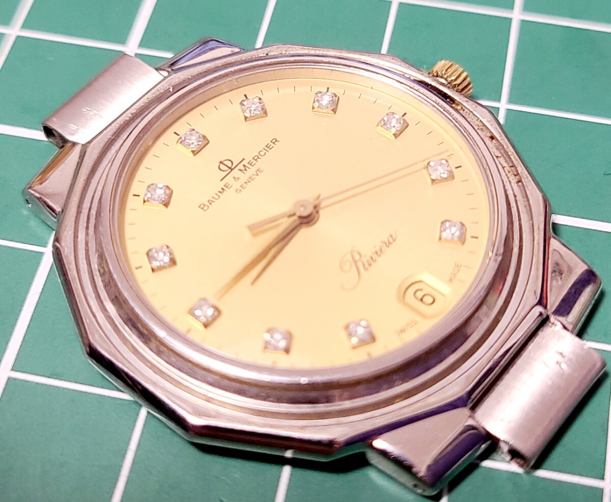 BAUME & MERCIER　5131.3　メンズ　文字盤ダイヤ　稼働　ベゼル無しジャンク品_画像6