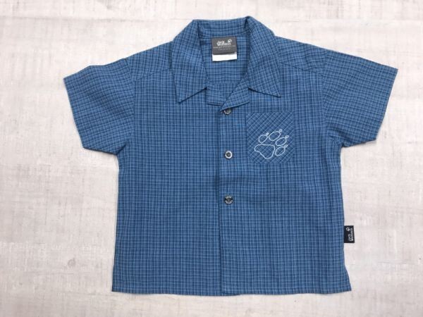  Jack Wolfskin Jack Wolfskin FAMILY уличный American Casual спорт проверка рубашка с коротким рукавом открытый цвет Kids ребенок одежда 92cm темно-синий 