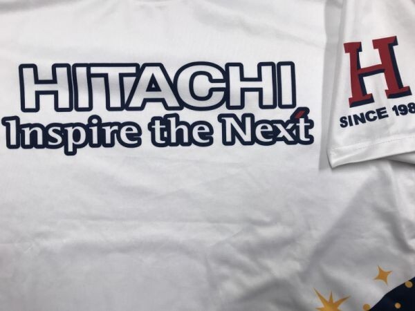 HITACHI INSPIRE THE NEXT スポーツ 企業物 日立ソフトボール部 日立製作所 ジャージー 半袖Tシャツ メンズ ポリエステル100% 日本製 L_画像2