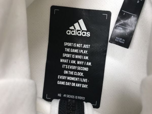 アディダス adidas スポーツ テック ハイテク ハイネック ジップアップ ジャージー パーカー レディース ポリエステル100% L 白_画像2