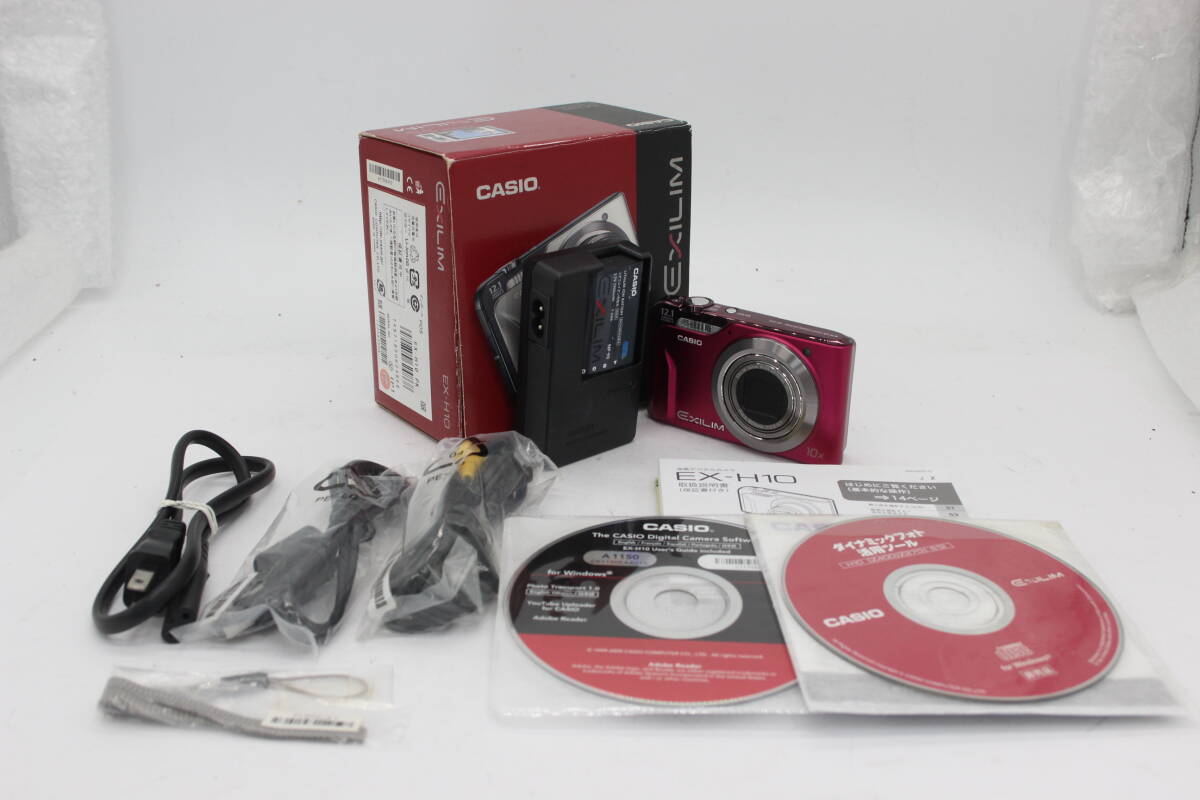 【美品 返品保証】 【元箱付き】カシオ Casio Exilim EX-H10 ピンク 10x バッテリー チャージャー付き コンパクトデジタルカメラ v904_画像1