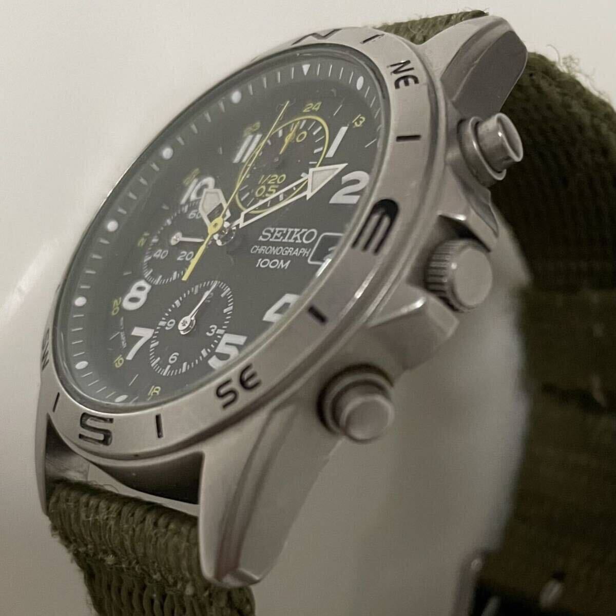 【SEIKO】　クロノグラフ 腕時計 海外モデル　カーキSND377P2_画像2