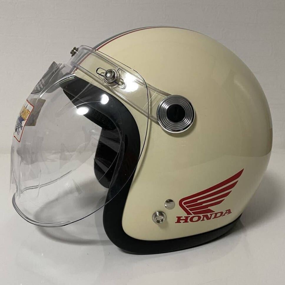 【リード工業】　バイクヘルメット　LEAD BC10 ジェット型　BARTON アイボリー×ネイビー　フリーサイズ　HONDA_画像2