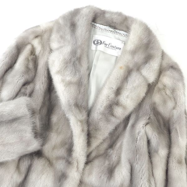 4-ZDF232 fur Couture サファイアミンク MINK ミンクファー 最高級毛皮 ハーフコート 毛質 艶やか 柔らか ライトグレー レディースの画像3