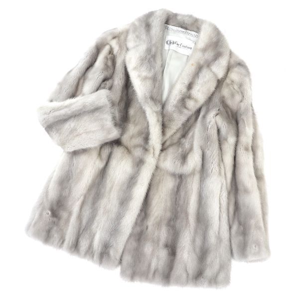 4-ZDF232 fur Couture サファイアミンク MINK ミンクファー 最高級毛皮 ハーフコート 毛質 艶やか 柔らか ライトグレー レディースの画像2