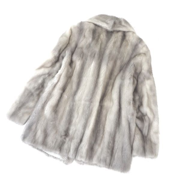 4-ZDF232 fur Couture サファイアミンク MINK ミンクファー 最高級毛皮 ハーフコート 毛質 艶やか 柔らか ライトグレー レディースの画像6