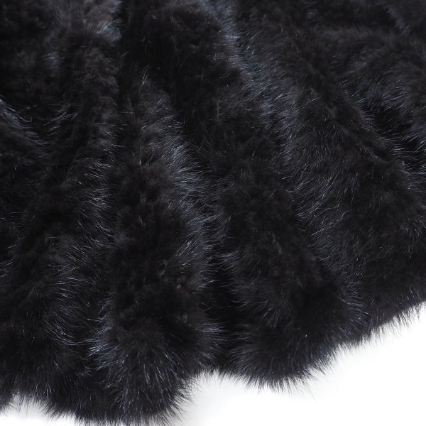 4-ZDF282【美品】ダークミンク MINK ミンクヤーン ミンクファー 最高級毛皮 ショール ブラック レディースの画像3