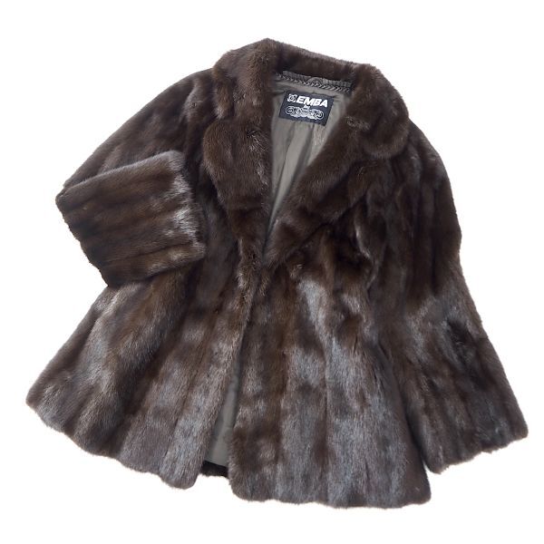 4-YD019 EMBA エンバ デミバフミンク MINK ミンクファー 最高級毛皮 ハーフコート 毛質 艶やか 柔らか ダークブラウン レディースの画像2
