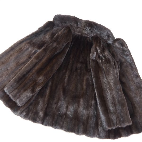 4-YD019 EMBA エンバ デミバフミンク MINK ミンクファー 最高級毛皮 ハーフコート 毛質 艶やか 柔らか ダークブラウン レディースの画像3