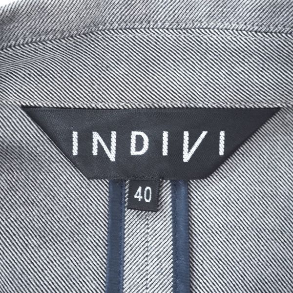 4-TD054 インディヴィ INDIVI セット売り ジャケット*ゆったりブラウス グレー/ブラック 40/38 レディースの画像6