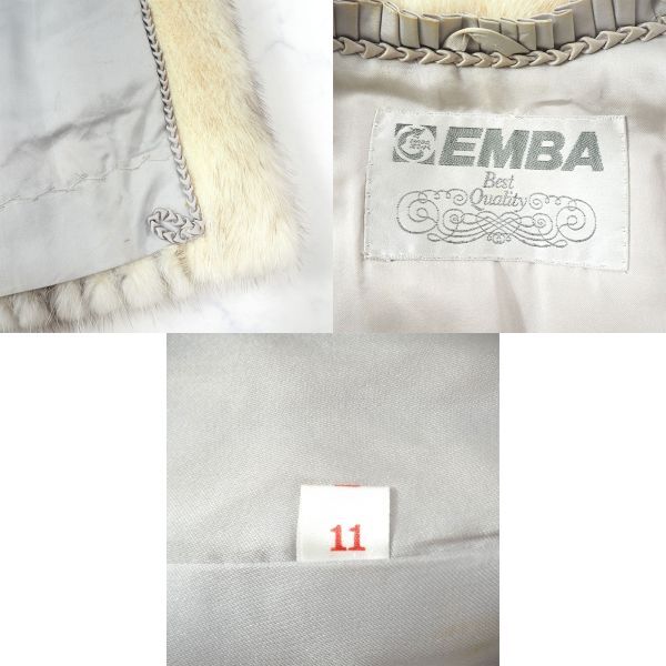 4-TDF346 エンバ EMBA クロスミンク パール ミンク MINK ミンクファー 最高級毛皮 デザインコート 毛質 艶やか 柔らか オフホワイト 11_画像8
