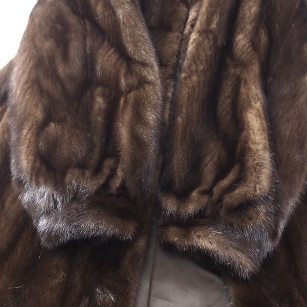 4-TDF349 Nakamura Fur マホガニーミンク MINK ミンクファー 最高級毛皮 セミロングコート 毛質 艶やか 柔らか ダークブラウン 9-11_画像3