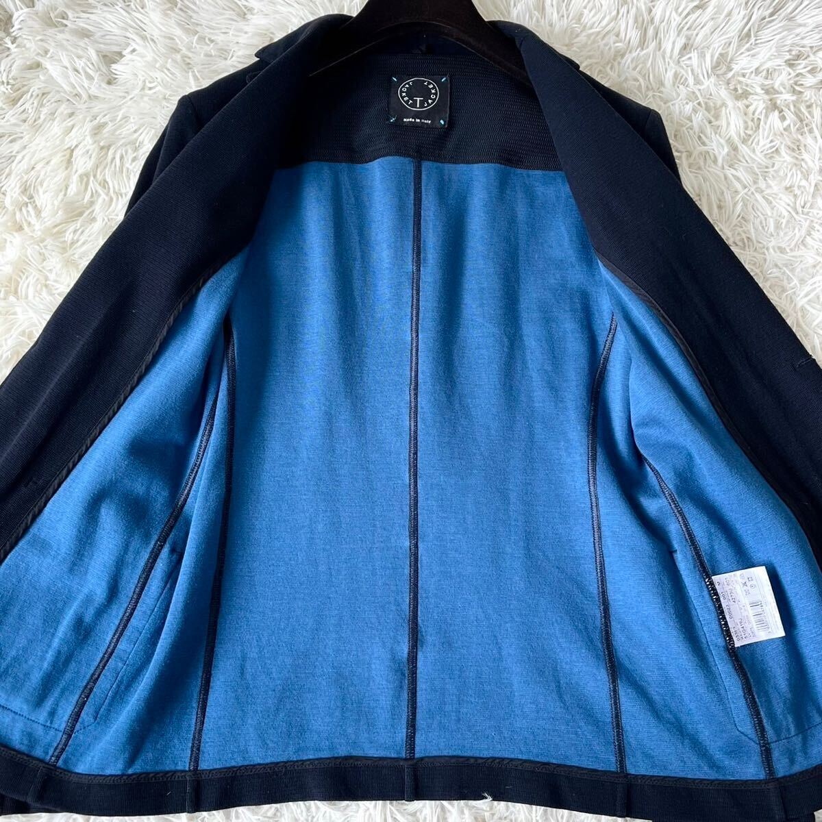 2372【美品・現行】T-JACKET ティージャケット セットアップ スーツ テーラード ジャージ素材 ストレッチ イージーブレザー 2B メンズ_画像5