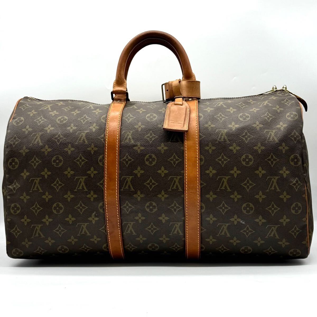 2406【最高峰】LOUIS VUITTON ルイヴィトン ボストンバッグ 旅行鞄 出張 キーポル50 モノグラム LV ロゴ 南京錠 鍵 大容量 PVC レザー 本革_画像2