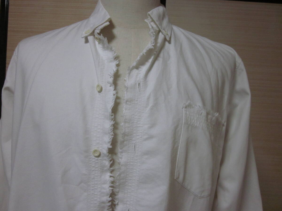 ☆☆☆【 新規出品 】京都 MORIKAGE SHIRT・エベべ・部分カットオフデザインB/Dシャツ：MADE IN JAPAN製：サイズ感 M大きめ：送料無料_主にフロント部のカットオフデザイン