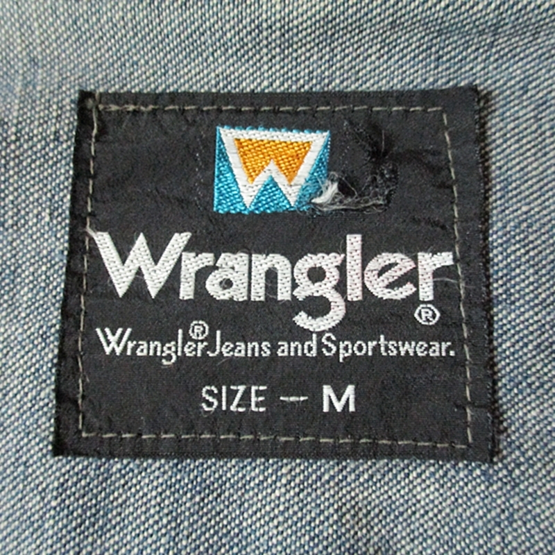 70s ヴィンテージ Wangler ラングラー ライトオンス デニムジャケット M 2ポケット スナップボタン グレーステッチ 縦落ち_画像3