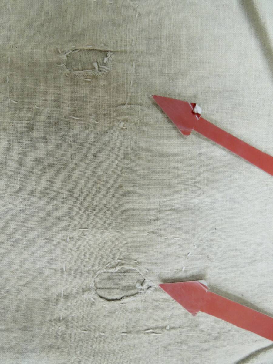 木綿織物　古布　古裂　No243 襤褸　細長〜い袋物　白色の袋10枚　昭和レトロ　東北地方　アンテーク 　リメイク　パッチワーク_当て布をして修理しています。