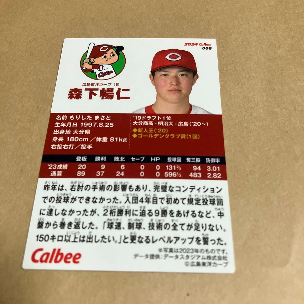 プロ野球チップス 広島東洋カープ 森下暢仁