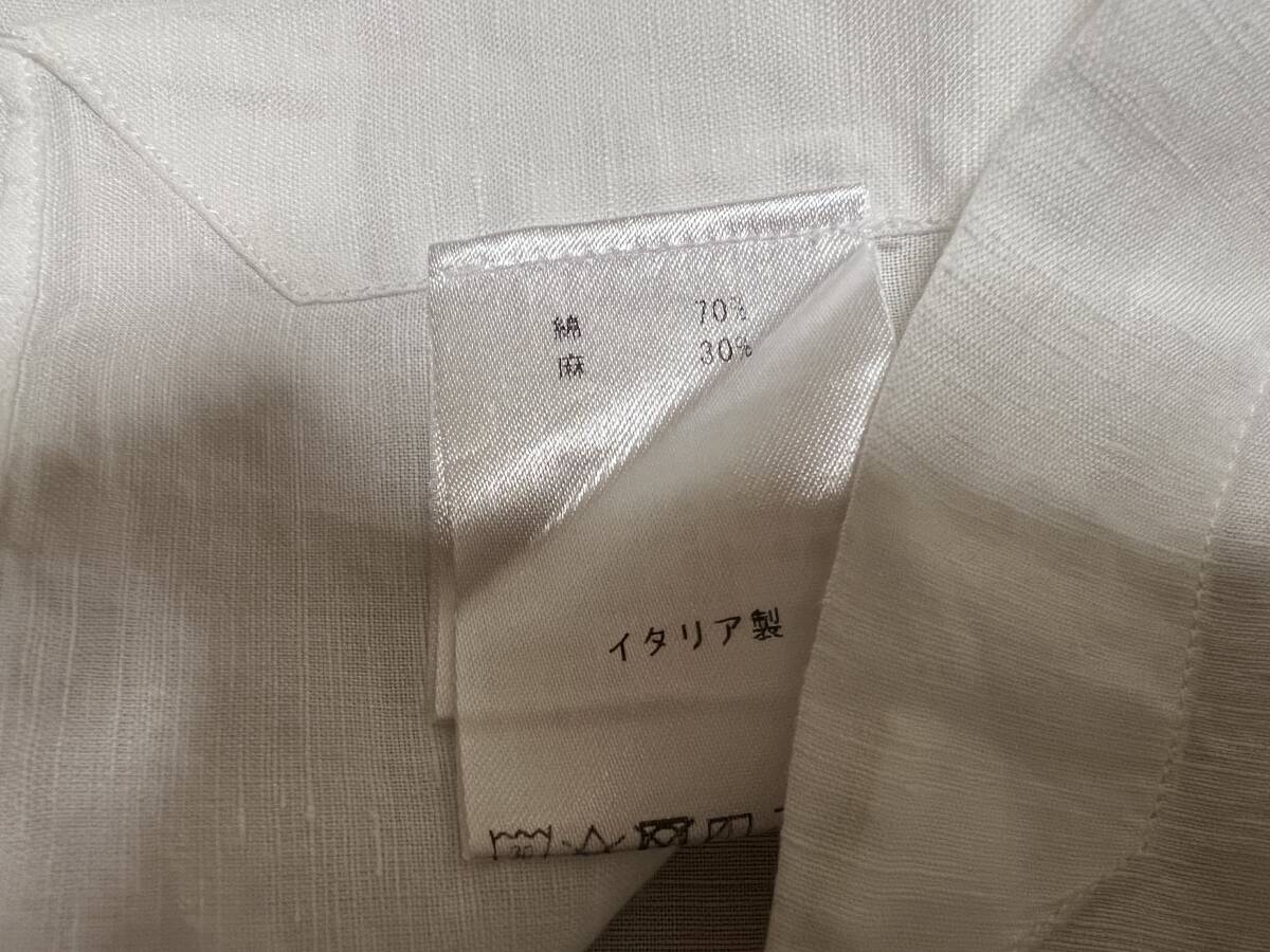 新品 2018 定価3万 Finamore SIMONE コットンリネンソリッドワイドカラーシャツ （フィナモレ_画像6
