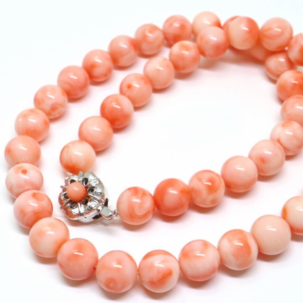 《天然本珊瑚ネックレス》M 約73.2g 約47cm 約10.5mm珠 サンゴ coral コーラル necklace ジュエリー jewelry DC0/DE_画像1