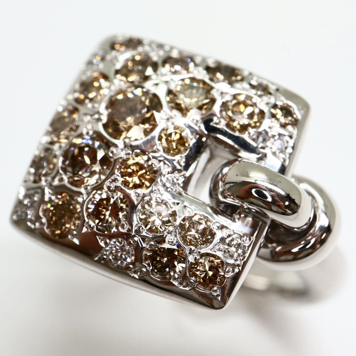 豪華!!1ct UP!! KASHIKEY(カシケイ)《K18 天然ブラウンダイヤモンドリング》M 8.9g 1.00ct 約11号 ジュエリー jewelry ring 指輪 FA3/FA5の画像3