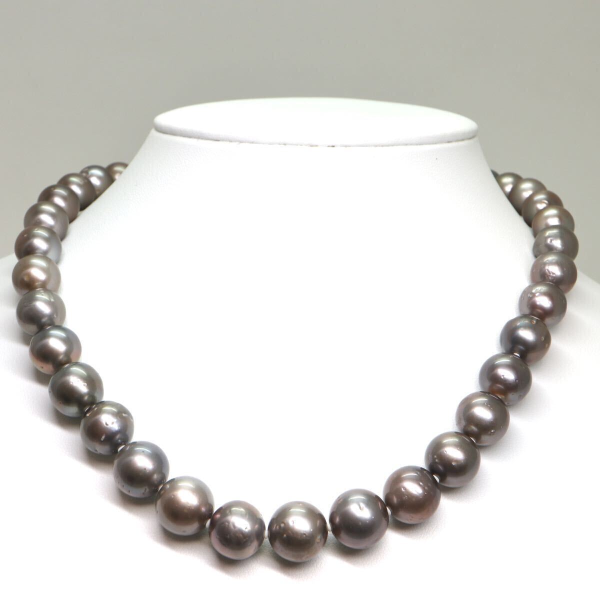 《南洋黒蝶真珠ネックレス》M ◎約9.0-12.5mm珠 約76.6g 約44cm pearl necklace ジュエリー jewelry DA0/DHの画像2