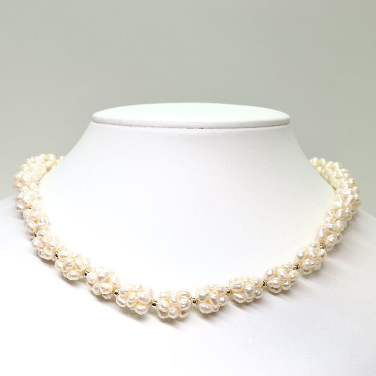 《本真珠ネックレス》M 36.1g 約42cm pearl necklace ジュエリー jewelry DA0/DH0の画像2