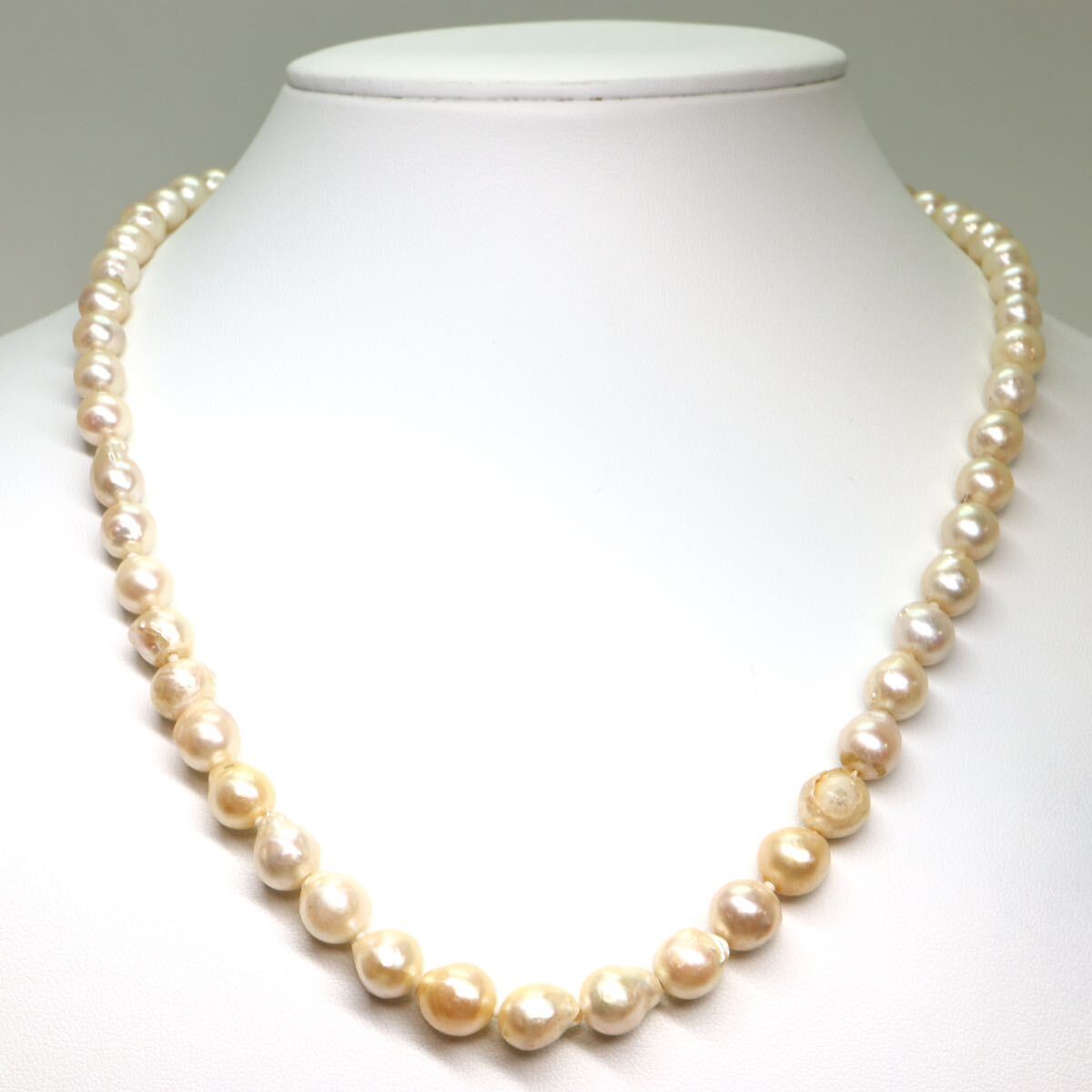 《アコヤ本真珠ネックレス》M 33.8g 約6.5-8.0mm珠 約49cm pearl necklace ジュエリー jewelry CE0/DA0の画像2