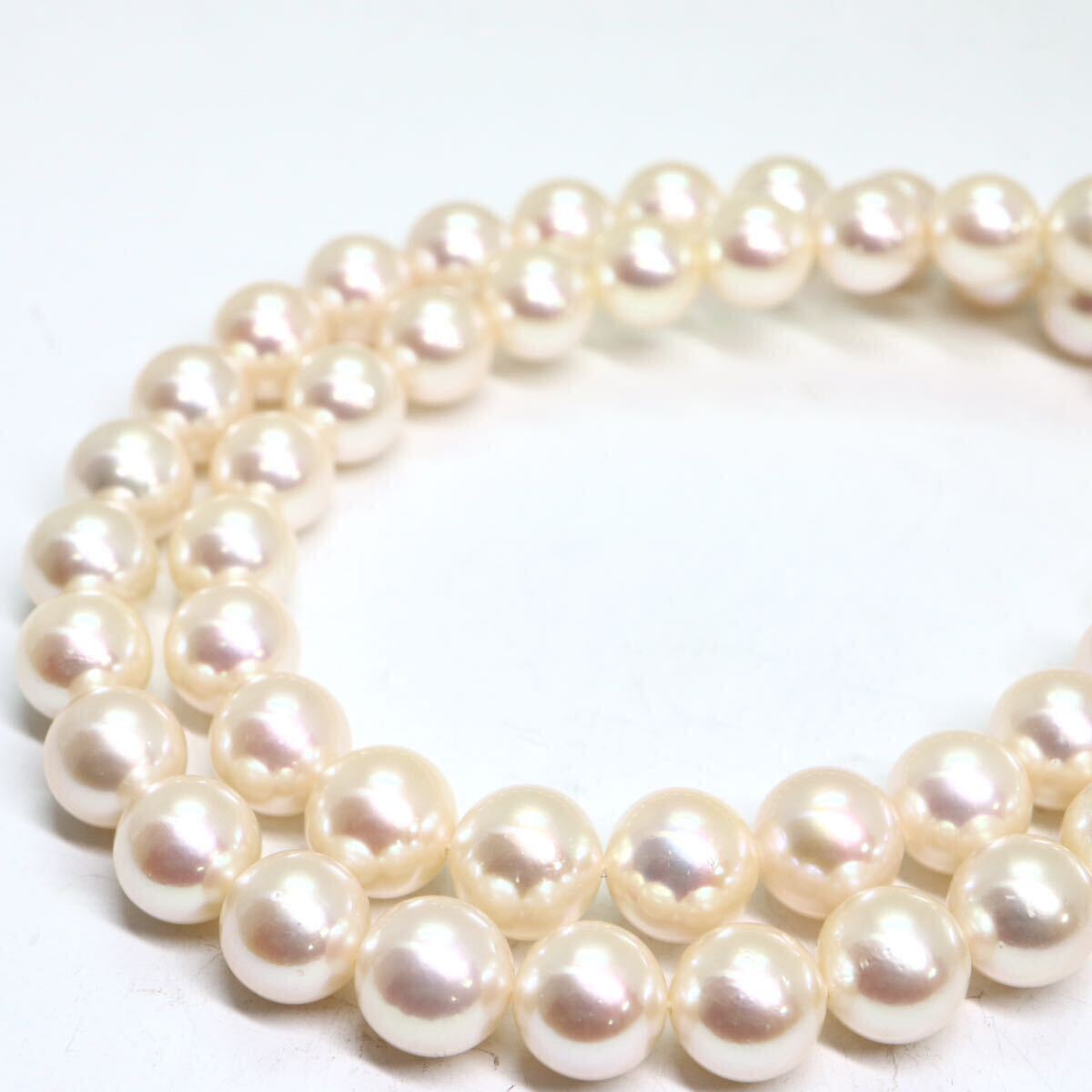 美品!!TASAKI(田崎真珠)箱付!!《アコヤ本真珠ネックレス/K14WGイヤリング》M 44.5g 約8.0-8.5mm珠 約42cm pearl necklace jewelry EA6/EF6_画像5