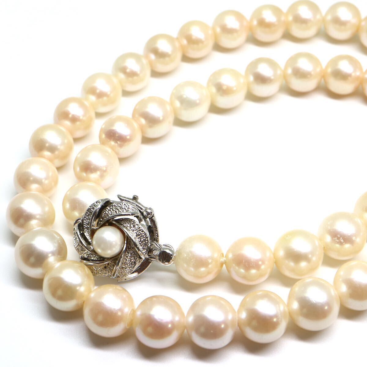 大珠!!《アコヤ本真珠ネックレス》M 49.2g 約8.5-9.0mm珠 約43.5cm pearl necklace ジュエリー jewelry DE0/DH0の画像1