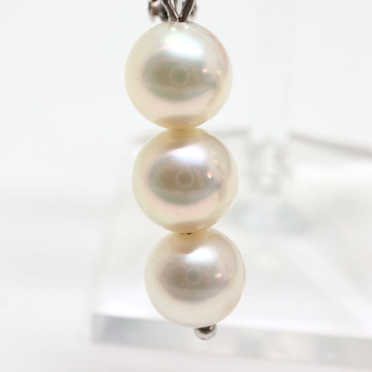 テリ良し!!《K14WGアコヤ本真珠イヤリング》M 約4.2g パール pearl earring jewelry ジュエリー EA3/EA3の画像4