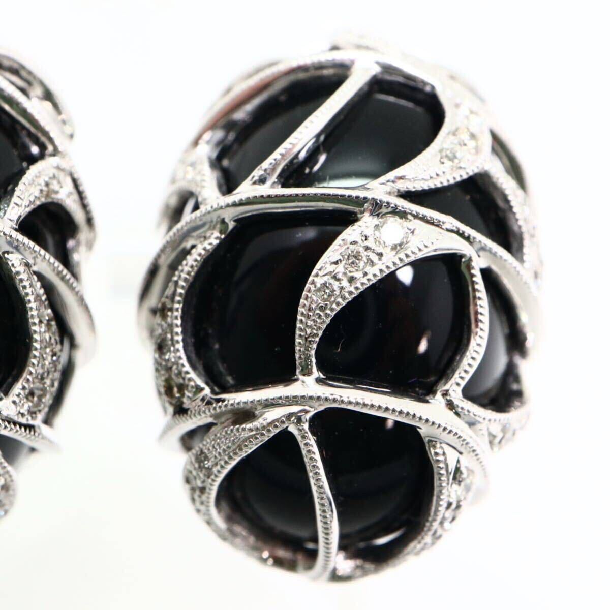 豪華!!《K18 天然オニキス/天然ダイヤモンドイヤリング兼ピアス》M 約16.2g 23.05ct onyx diamond earring jewelry ジュエリー EF8/EG3の画像5