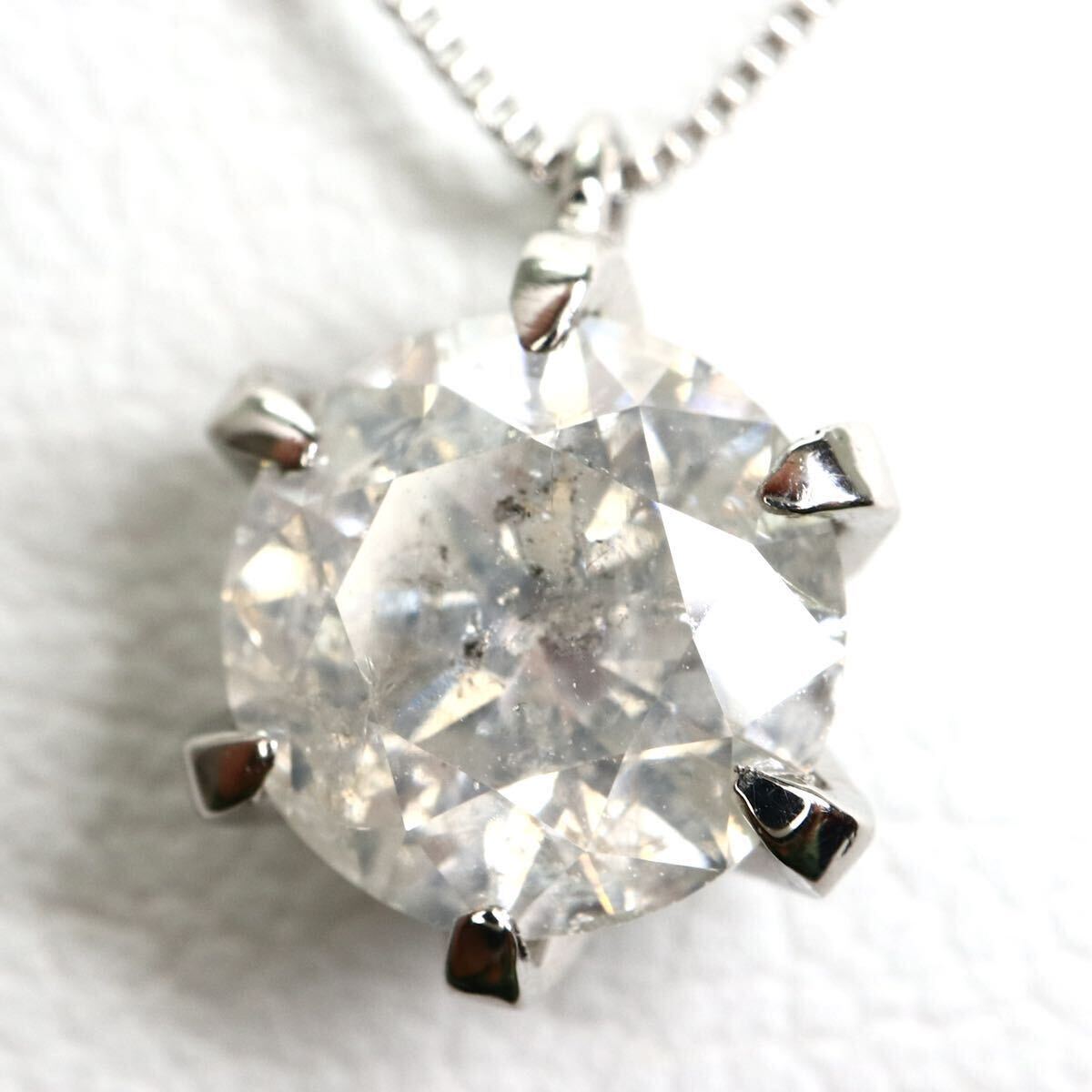 1ct UP!!《Pt850/Pt900天然ダイヤモンドネックレス》M 約2.0g 約44.5cm 1.20ct diamond necklace ジュエリー jewelry EE7/ZZの画像5