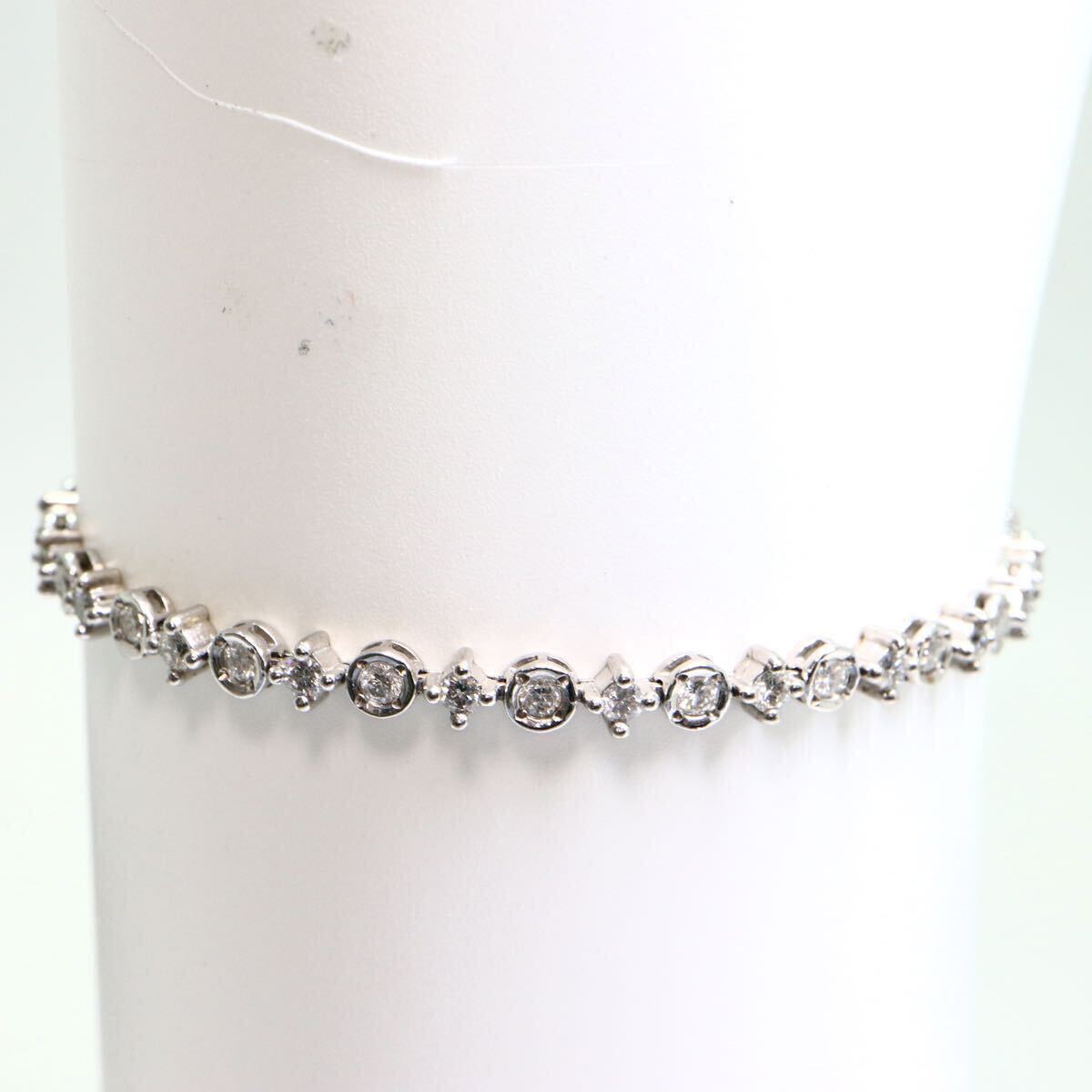 DE BEERS(デビアス)LINE(ライン)1ct UP!!《K18WG 天然ダイヤモンドブレスレット》M 約7.7g 約16cm 1.38ct diamond bracelet EH6/FA1の画像3