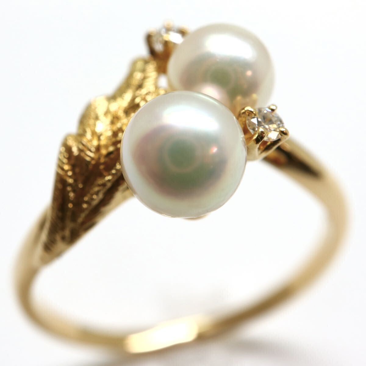 MIKIMOTO(ミキモト)《K18 アコヤ本真珠/天然ダイヤモンドリング》M 約2.3g 約11.5号 パール pearl diamond ring 指輪 jewelry EA9/EA9の画像1